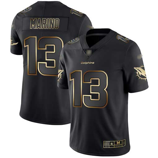 Nike Miami Dolphins 13 Dan Marino Black Gold Men Stitched NFL Vapor Untouchable Limited Jersey